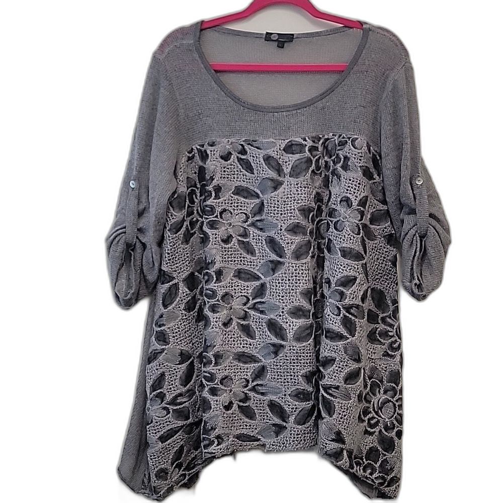 M Made In Italy Floral Blouse Gray Size L Laggenlook
